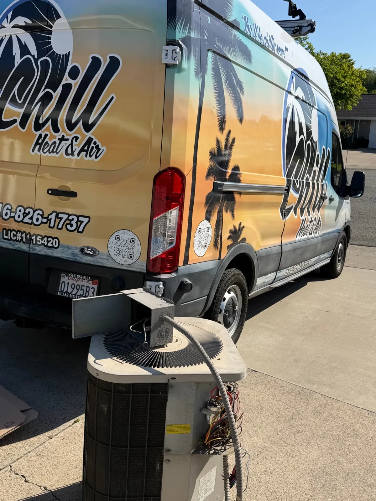 Chill van and trailer hauling removed air conditioner condensers