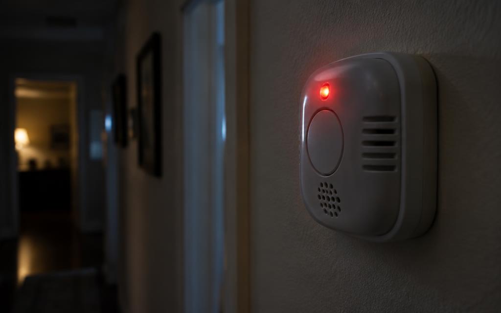 A carbon monoxide detector that has triggered. Leave the house and call 911 from outside