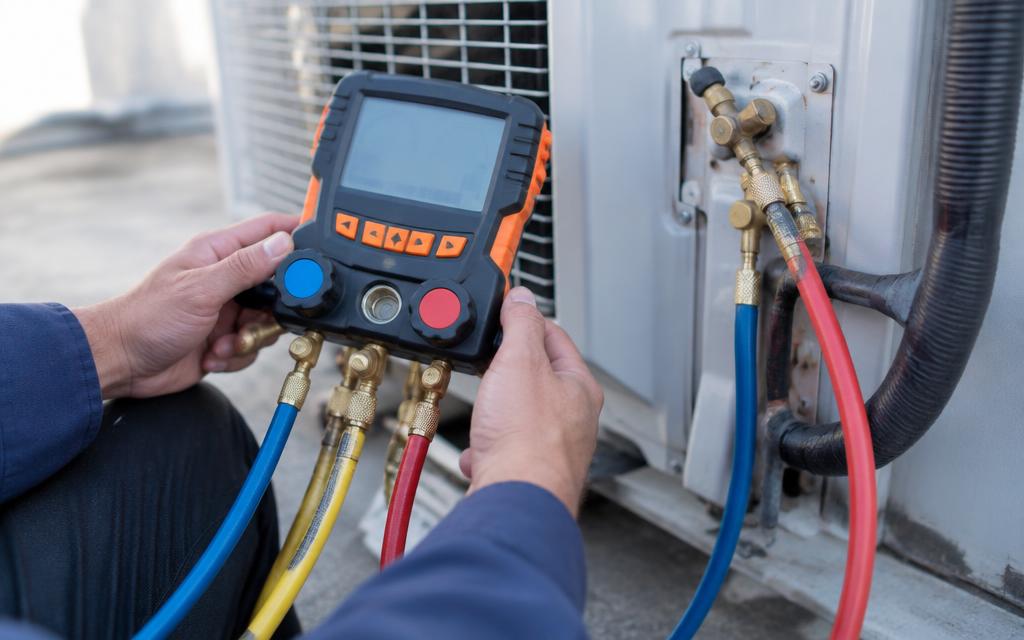 Refrigerant charge checked against spec